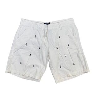 Cuffy's of Cape Cod Womens White Anchor Embroidered Chino Shorts 10 Nautical